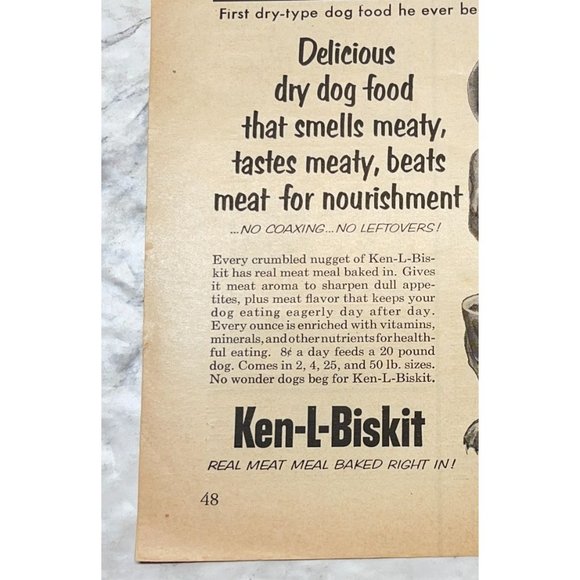 Ken L Biskit Dog Food Vintage Print Ad Beagle Puppy 1955 Hungry Pup - Picture 4 of 6
